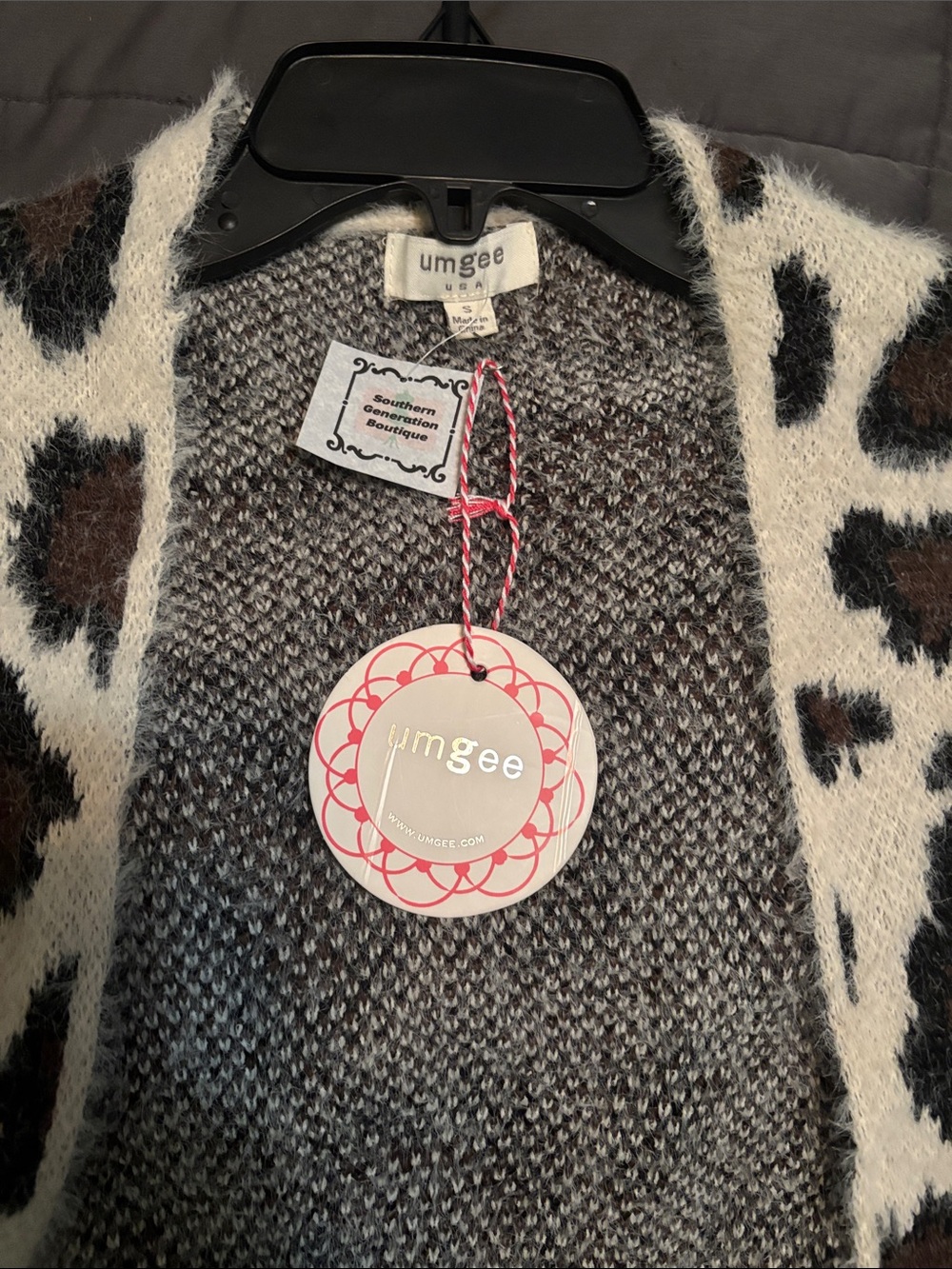 Umgee Leopard Open-Front Cardigan - Brown & Cream NWT